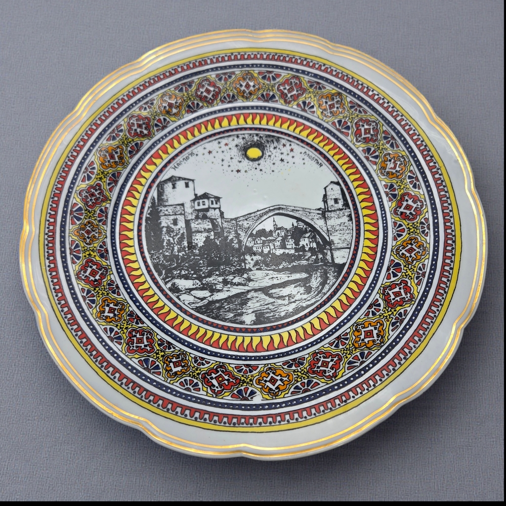 Vintage Keramika Bratuna Souvenir Plate Mostar Bosnia Hamo 75
